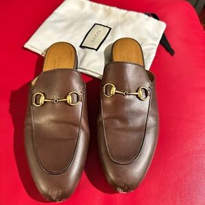 Gucci Women’s Brown Leather Slip-On Loafers